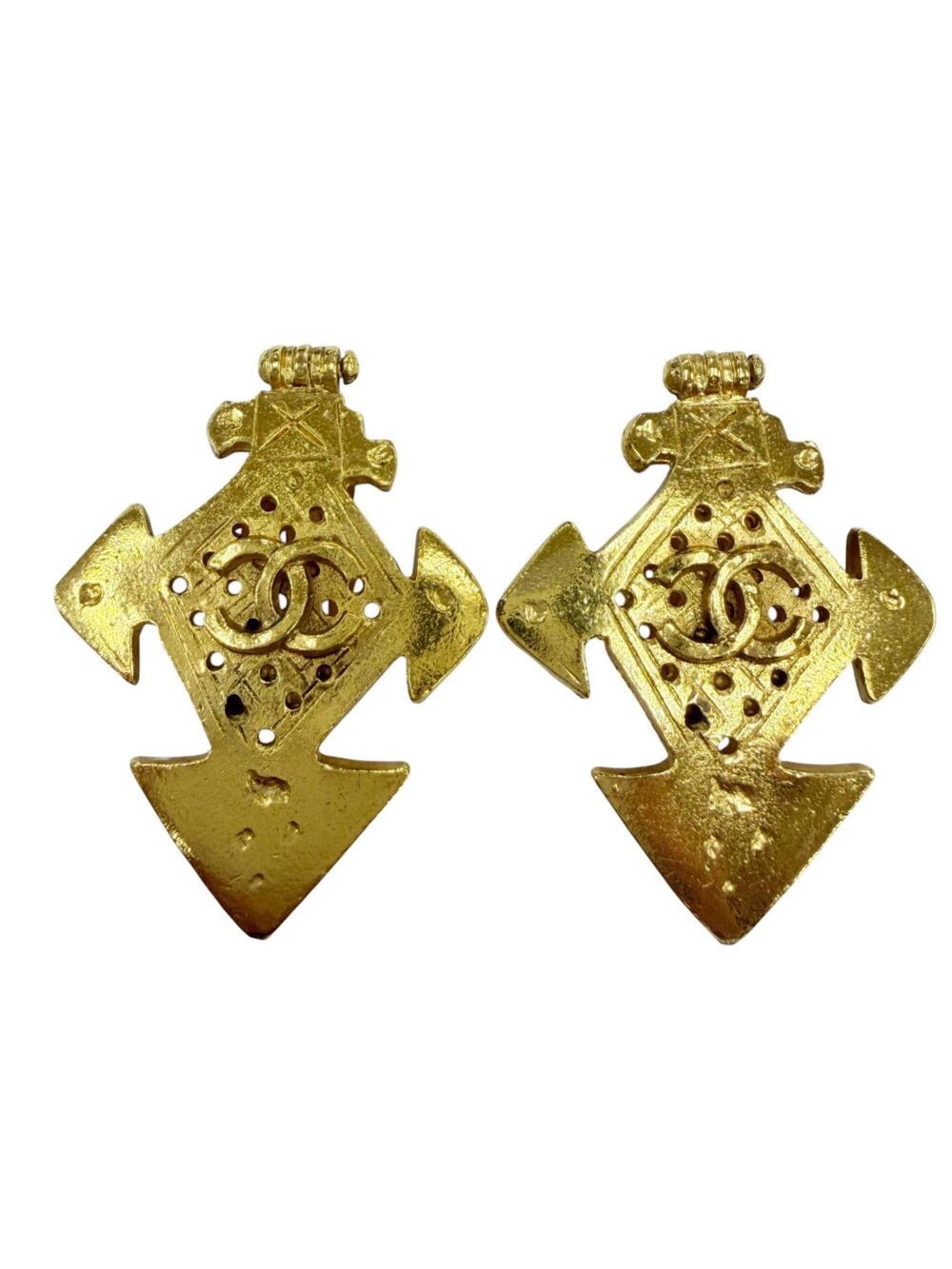 Chanel Cc Logo Cross Clip-On Earrings #351402C91B